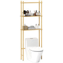 Mobile Sopra WC 63,5x25,5x181 cm a 3 Ripiani a Doghe Salvaspazio in Bambù   
