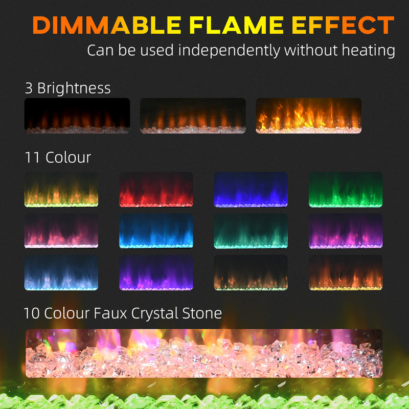 Camino Elettrico da Parete 98x27x54,5 cm Effetto Fiamma 2000W Bianco