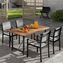 Tavolo da Giardino 160x90x75 cm Piano a Doghe in Legno di Acacia Gambe in Acciaio Colore Teak  