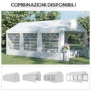 Gazebo da Giardino 600x300x280 cm 3 Stanze e Porte a Cerniera Bianco   