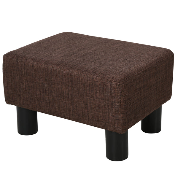 Pouf Poggiapiedi Imbottito 40x30x24 cm in Tessuto Effetto Lino Marrone Scuro online