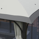 Gazebo da Giardino 395x330x294 cm con Zanzariere e Doppio Tetto in Metallo e Poliestere Grigio Chiaro   