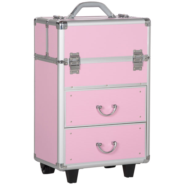 prezzo Trolley per Estetista Make Up Trucchi Professionale Rinforzato con Blocco a 2 Chiavi 36x23x58 cm Rosa