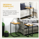 Set 2 Tavolini da Giardino in Metallo e Legno di Pino