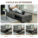 Poltrona Letto Clic Clac 4 in 1 Convertibile in Chaise Longue e Poggiapiedi Grigio  