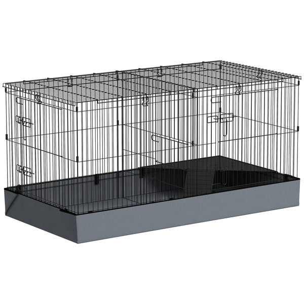 acquista Gabbia per Animali Piccoli 2 in 1 121x61x61 cm con Coperchio Rimovibile e Sezioni Separate Nero