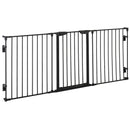 Cancellino per Cani Taglia Piccola e Media Pieghevole a 3 Pannelli 180x3x74,5 cm in Metallo e Plastica Nero