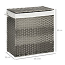 Cesto Portabiancheria 56,5x33x61 cm con Sacca rimovibile Grigio