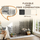 Recinto per Animali Modulabile e Multilivello 140x70x105 cm con 39 Pannelli in Acciaio e PP Nero   