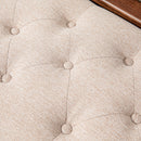 Panca Fondo Letto Imbottita e a Bottoni 141x44x65 cm in Legno e Tessuto Effetto Lino Beige  