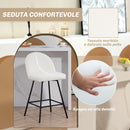 Set da 2 Sgabelli da Bar con Schienale 48,5x56x92 cm in Velluto Bianco Crema   