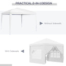 Gazebo Pieghevole 3x3m in Acciaio e tessuto Oxford Bianco