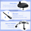 Sgabello Estetista Altezza Regolabile e Seduta Girevole in Finta Pelle Nero    