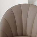 Set 2 Sedie da Pranzo Schienale a Conchiglia in Pelle PU Marrone   