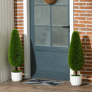 Set 2 Piante Cipresso Artificiali H90 Cm con Vaso Ø12x16 cm Verde e Bianco