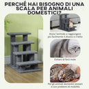 Scaletta per Gatti a 4 Gradini 61x41x60 cm con Rivestimento in Peluche Grigio  