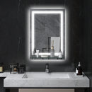 Specchio Bagno a Parete Cornice Luce LED a 3 Colori Mensola in Vetro 50x12x70 cm 