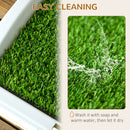 Lettiera per Cani 3 Strati con Prato Sintetico 63x48,5x6 cm con Griglia e Vassoio Inferiore Blu-grigio Bianco e Verde