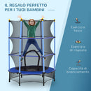 Trampolino Elastico per Bambini da 3 Anni Ø140 cm con Rete di Protezione Blu e Nero 