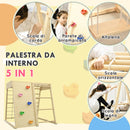 Palestrina per Bambini 3-5 Anni 120x105x120 cm con Parete da Arrampicata 3 Scale e Altalena