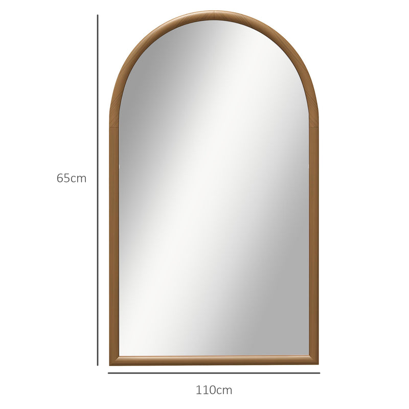 Specchio da Parete ad Arco 65x110 cm Cornice in Legno Marrone Scuro 