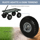 Carrello da Giardino 94x48.5x100 cm Capacità 150 kg in Acciaio Nero e Verde  
