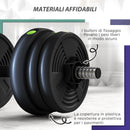 Set 2 in 1 con 2 Manubri Convertibili in Bilanciere Peso Totale 20 kg Nero    