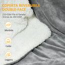 Coperta Plaid Dubleface 203x152x0,5 cm in Flanella 220 GSM e Sherpa 260 GSM Grigio