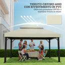 Copertura per Gazebo da Giardino 400x 300 cm a 2 Livelli in Tessuto Oxford 600D con Fori di Drenaggio Bianco Crema   