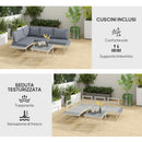 Set Salotto da Giardino 2 Divani con Schienale Regolabile e Tavolino a Doghe Grigio   