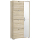Scarpiera 4 Cassetti Ribaltabili e 2 Armadietti con Specchio 16 Paia di Scarpe 82x30x168 cm Rovere  