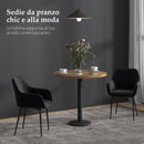 Set 2 Sedie Moderne con Braccioli 54x57x80 cm in Tessuto Effetto Velluto Nero  