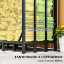 Portalegna per Camino da Esterno con Copertura 2000 kg in Metallo Rinforzato Nero 