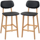 Set 2 Sgabelli da Bar con Schienale 42x47x92 cm Rivestimento Finta Pelle e Poggiapiedi Nero