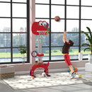 Canestro Basket per Bambini Regolabile 5 in 1 con Porta da Calcio e Golf Rosso 