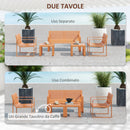 Set da Giardino 5 Pezzi con Divanetto 2 Poltroncine e 2 Tavolini in Polipropilene a Doghe Arancione   