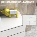 Cassettiera 5 Cassetti 55x33x100 cm Design Moderno in Legno Bianco 