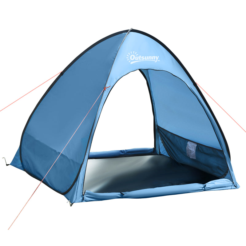 Tenda da Spiaggia Campeggio per 2-3 150x115x110 cm con Tasche Portaoggetti Blu