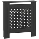 Copritermosifone Traforato a Croce con Ripiano e Fissaggio a Muro 78x19x82 cm in Legno MDF Nero 