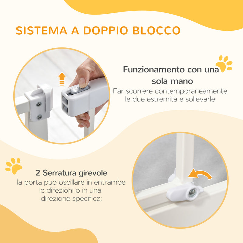 Cancelletto di Sicurezza per Cani Montaggio a Pressione Chiusura Automatica 76,2A cm Bianco 