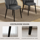 Set 2 Sedie da Pranzo Schienale a Conchiglia in Pelle PU Grigio Scuro   