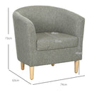 Poltrona Moderna a Pozzetto 74x63x73 cm in Tessuto Effetto Lino Grigio  