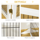 Cancelletto di Sicurezza per Cani di Piccola/Media Taglia 432x36x70 cm 6 Pannelli Pieghevoli in Legno e Acciaio Bianco