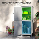 Armadio Porta Attrezzi da Esterno 60x 60x160 cm con 2 Armadietti con Blocco in Legno di Abete Grigio   