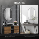Specchio Bagno Ovale da Parete con Cornice in Alluminio 60x90 cm Verticale o Orizzontale Argento