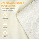 Coperta Double Face 203x152x0,5 cm in Flanella 220 GSM e Sherpa 260 GSM Crema