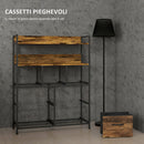 Cassettiera Stile Industriale con 7 Cassetti in Tessuto Rimovibili 79x29x101 cm Struttura in Legno e Acciaio Marrone e Nero   