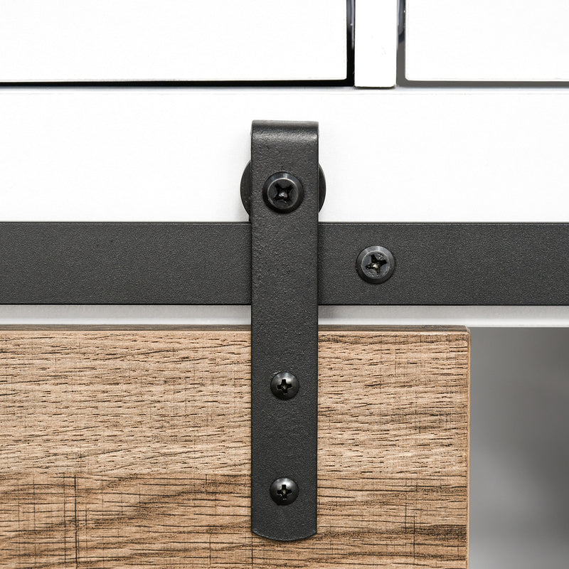 Mobile da Cucina Rustico con 2 Cassetti Ripiani e Portabottiglie 80x39x86 cm in Legno e Metallo Bianco