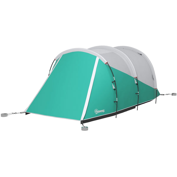 acquista Tenda da Campeggio 2-4 Posti Impermeabile a Tunnel con Borsa di Trasporto 460x260x190 cm in Poliestere Verde