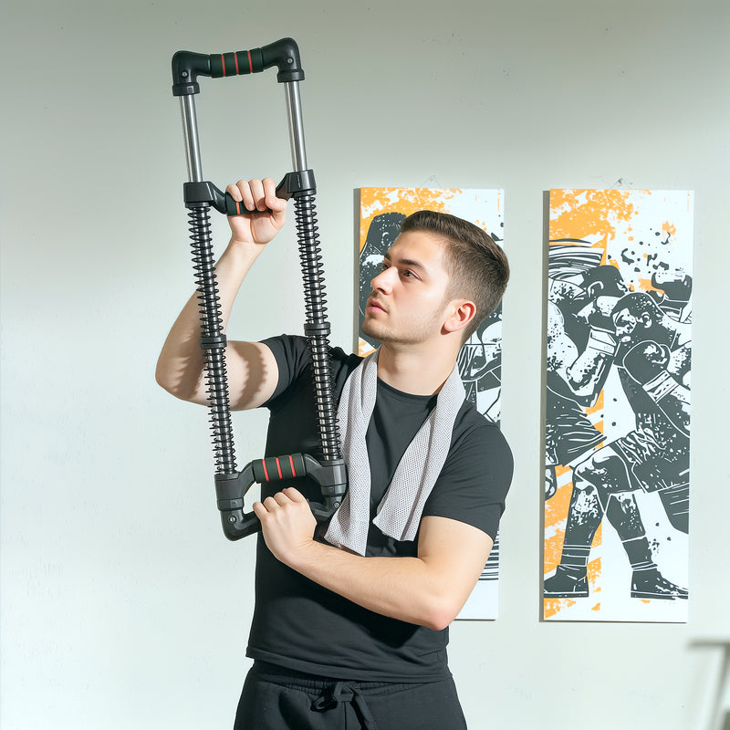 Power Twister Estensore per Pettorali a 4 Molle con Resistenza da 10 a 80 kg in Acciaio Inox Nero   